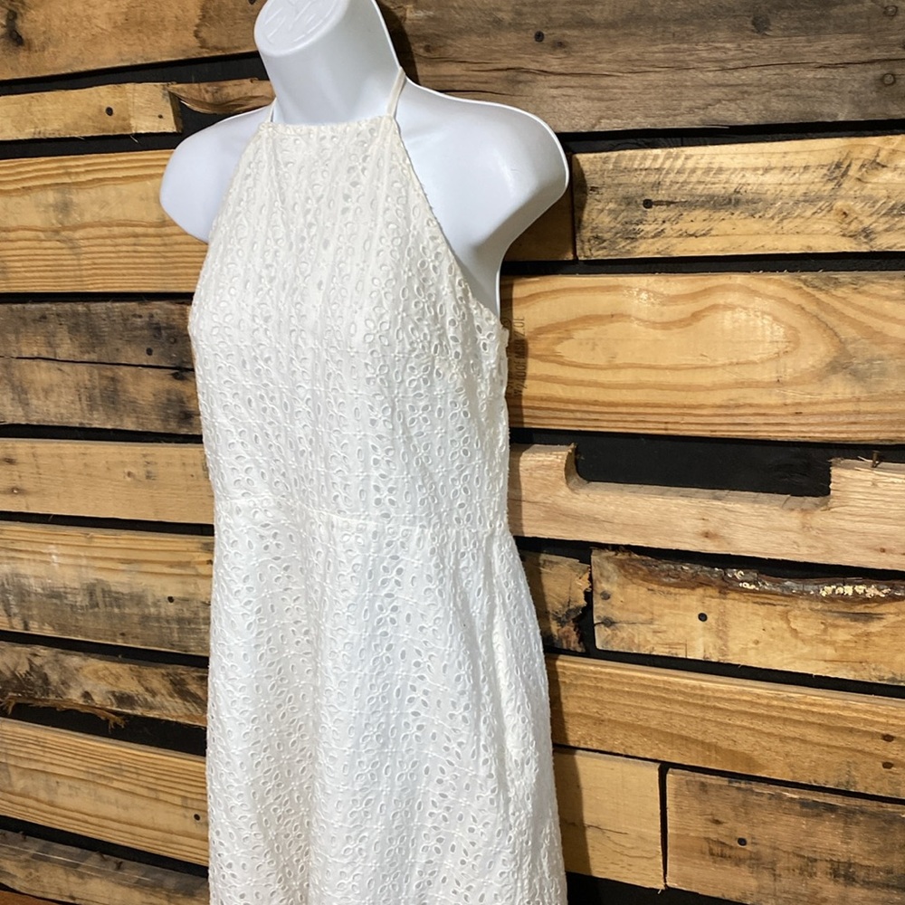 GAP Halter-neck Eyelet White Dress‎ Size 8 Tall - Picture 5 of 12